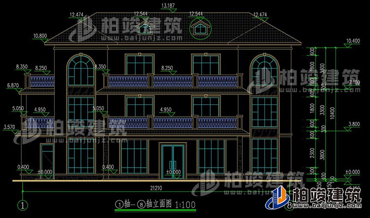 农村三层兄弟双拼欧式风格别墅设计图及效果图纸BZ369-简欧风格